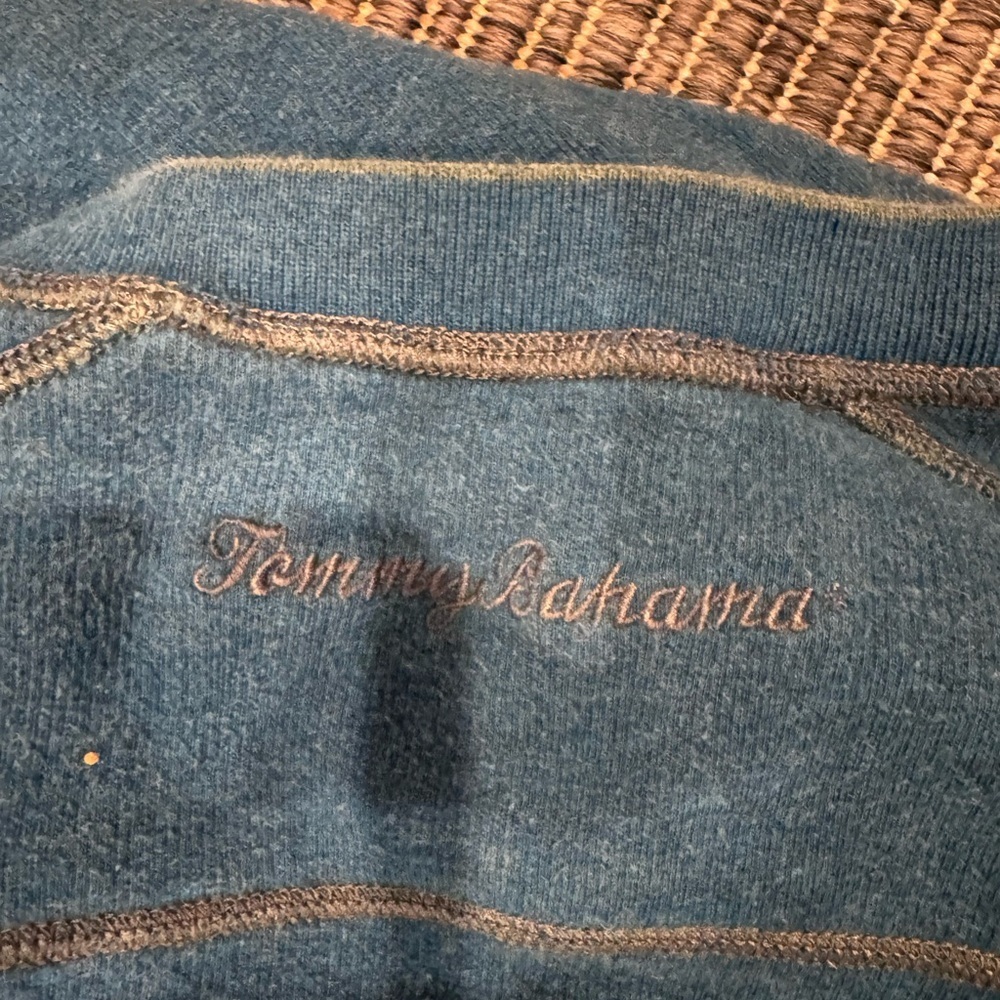 Tommy Bahama Reversible V-Neck Sweater in Forest Green and Teal - Picture 4 of 4